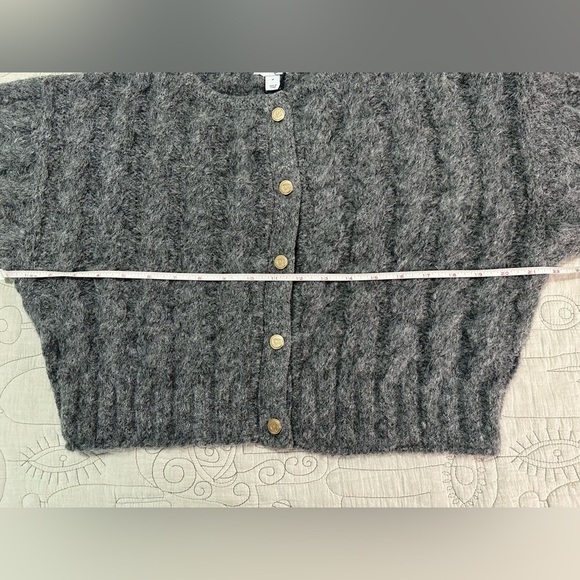 NEW Cult Gaia x Gap Cable Knit Cardigan - Grey, Size M Gold Buttons - Picture 10 of 10